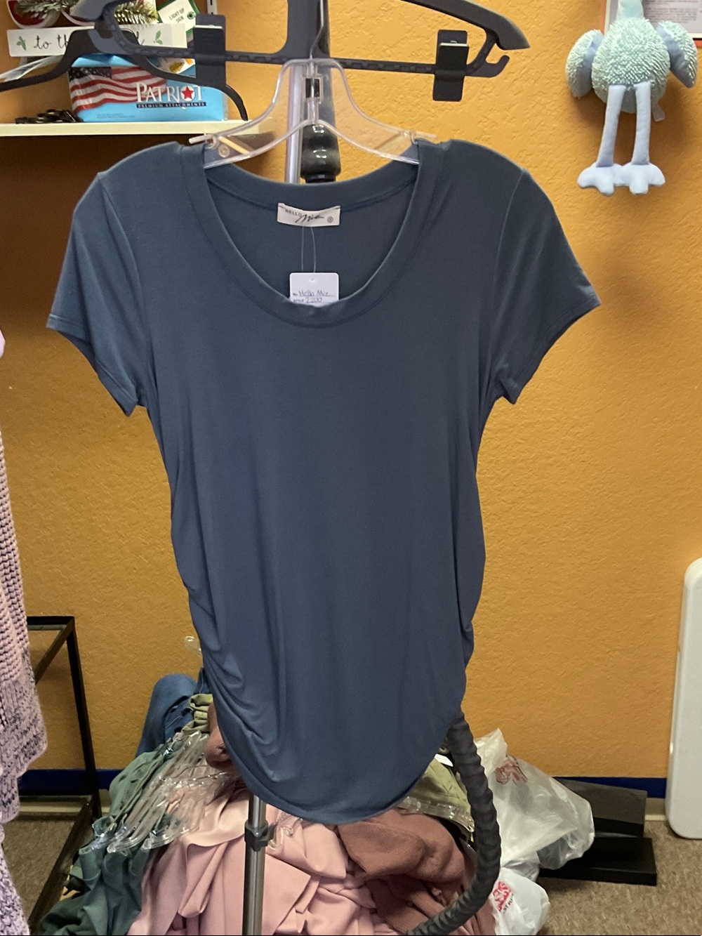 Hello MIZ Slate Blue Short-Sleeve Scoop Neck Tee